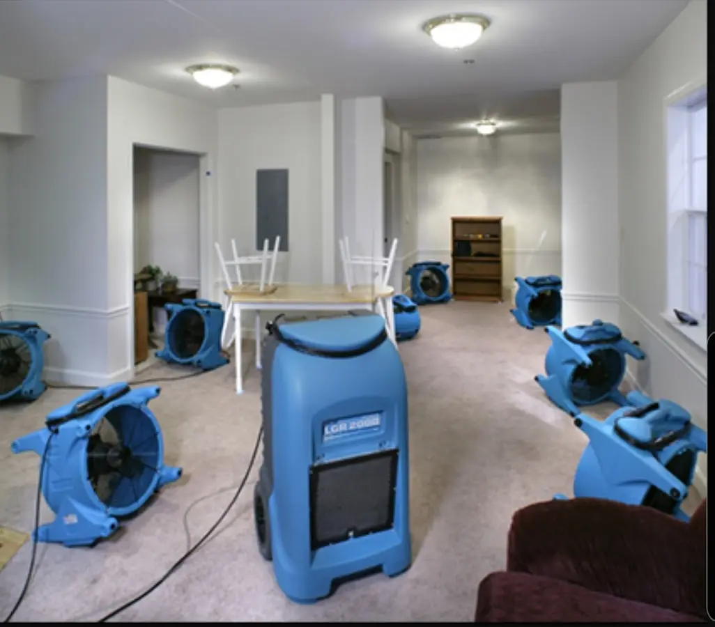 Air movers and dehumidifier setup for Water Extraction & Removal in Hiram