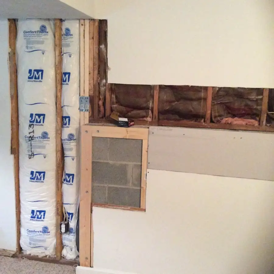 Wall insulation replacement during Basement Flood Cleanup in Hiram